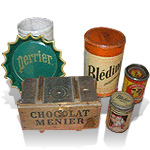 objets de pub, boites, vides-poches, cendriers...